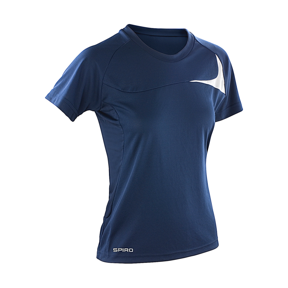Spiro Ladies` Dash Training Shirt in Navy/White